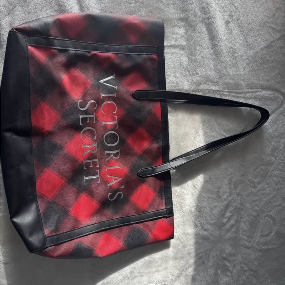 Victoria's Secret Red and Black Plaid Tote
